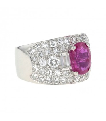 Bague or, diamants et rubis - Gübelin 2,43 cts Birmanie Non Chauffé