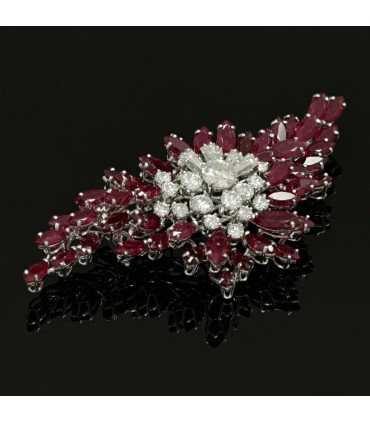 Diamonds, rubies and platinum brooch