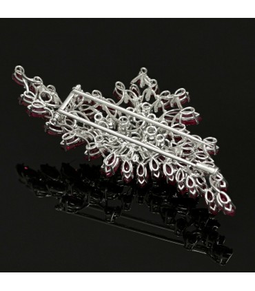 Diamonds, rubies and platinum brooch