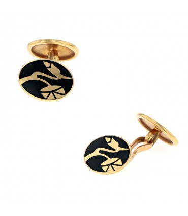 Gold and enamel cufflinks