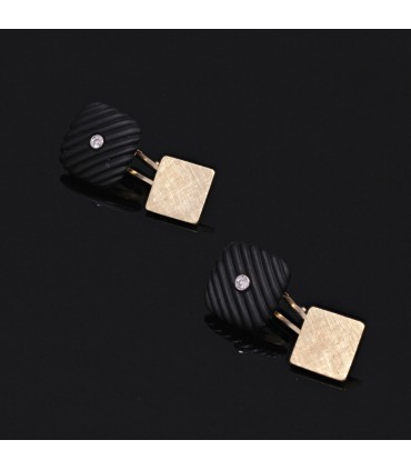 Boutons de manchette or et onyx