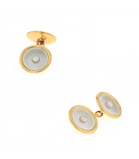 Boutons de manchette or, nacre et perle