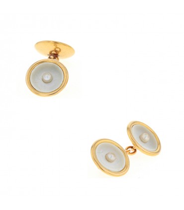 Cultured pearl and gold cufflinks