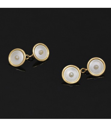 Cultured pearl and gold cufflinks