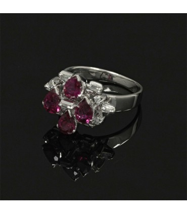 Bague argent, rubis et diamants