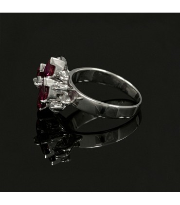 Bague argent, rubis et diamants
