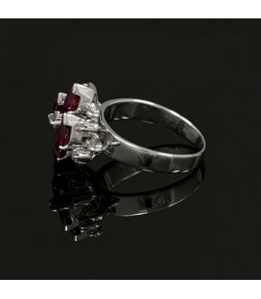 Bague argent, rubis et diamants