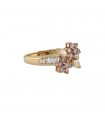 Pink, yellow, white diamonds and gold ring