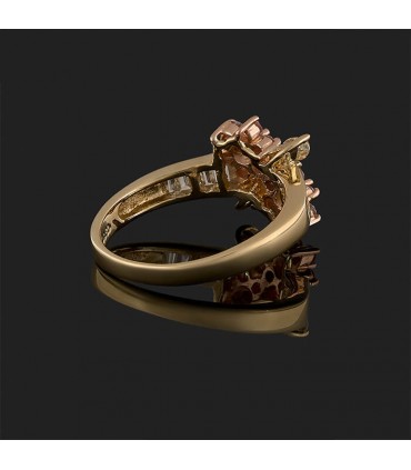 Pink, yellow, white diamonds and gold ring