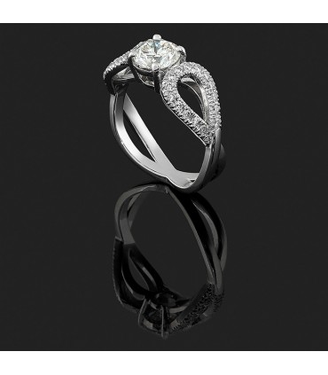 Bague solitaire platine et diamants - Diamant 1,03 ct