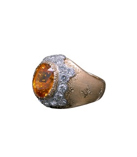 Buccellati orange garnet, diamonds and gold ring