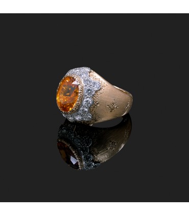 Buccellati orange garnet, diamonds and gold ring