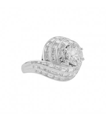 Bague solitaire or, platine et diamant - Diamant 2,23 cts