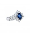 Sapphire, diamonds and platinum ring