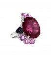 Bague or, rubellite, saphirs et diamants