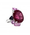 Rubellite, pink sapphires, diamonds and gold ring