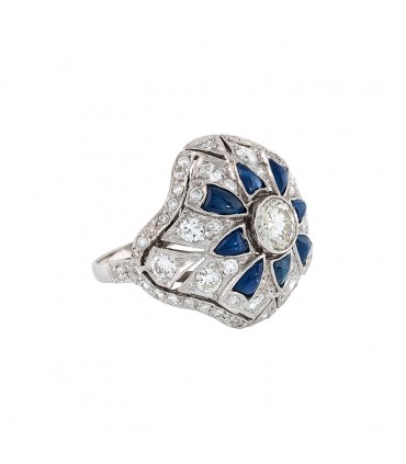 Sapphires, diamonds and platinum ring