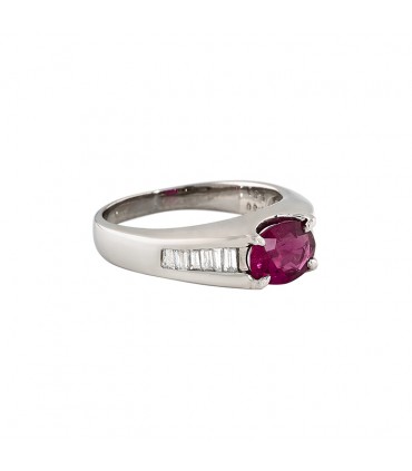 Ruby, diamonds and platinum ring