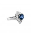 Sapphir, diamonds and platinum ring