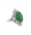 Jade, diamonds and platinum ring