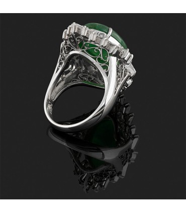 Bague platine, jade et diamants