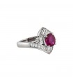 Ruby, diamonds and platinum ring