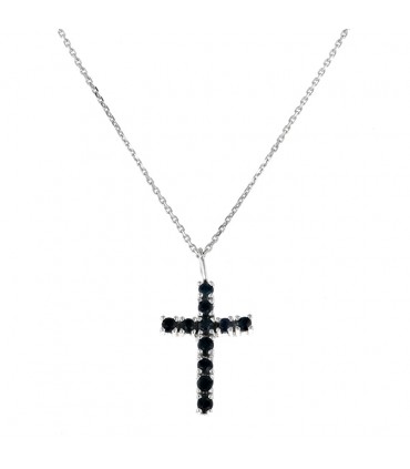 Collier croix or et saphirs