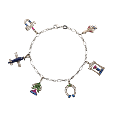 Diamonds, rubies, sapphires, emeralds, enamel and gold bracelet
