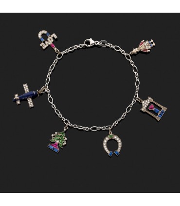 Diamonds, rubies, sapphires, emeralds, enamel and gold bracelet