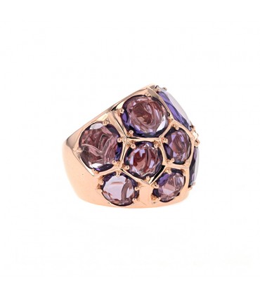 Amethysts and gold ring