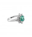 Emerald, diamonds and platinum ring