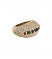 Rubies, emeralds, diamonds and gold ring