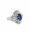 Sapphire, diamonds and platinum ring