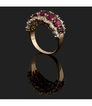 Bague or, diamants et rubis