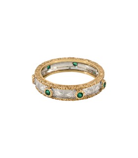 Buccellati emeralds and gold ring