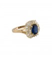 Sapphire, diamonds and gold ring