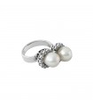 Natural pearls, diamonds and gold ring