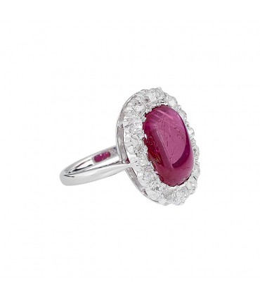 Bague platine rubis et diamants