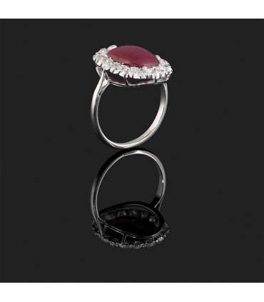 Bague platine rubis et diamants