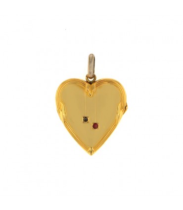 Diamond, ruby and gold pendant