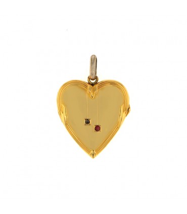 Diamond, ruby and gold pendant