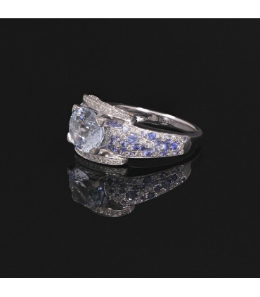 Mauboussin Eternité Elégance diamonds, sapphires, aquamarine and gold ring