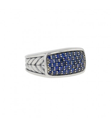 David Yurman Navy sapphires and silver ring