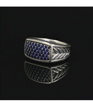 David Yurman Navy sapphires and silver ring