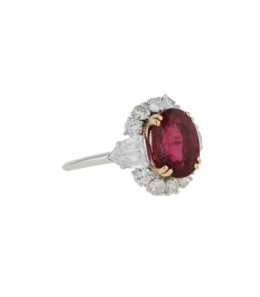 Diamonds, rubelite and gold ring