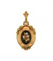 Broche pendentif or, onyx et perles