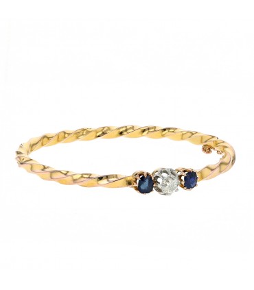 Diamond, sapphires and gold bracelet