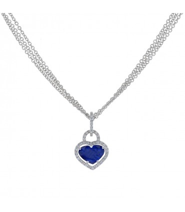 Sapphire, diamonds and gold necklace