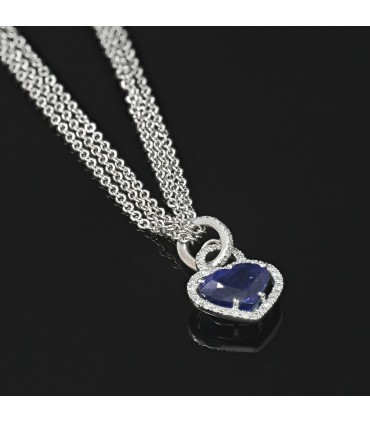 Sapphire, diamonds and gold necklace