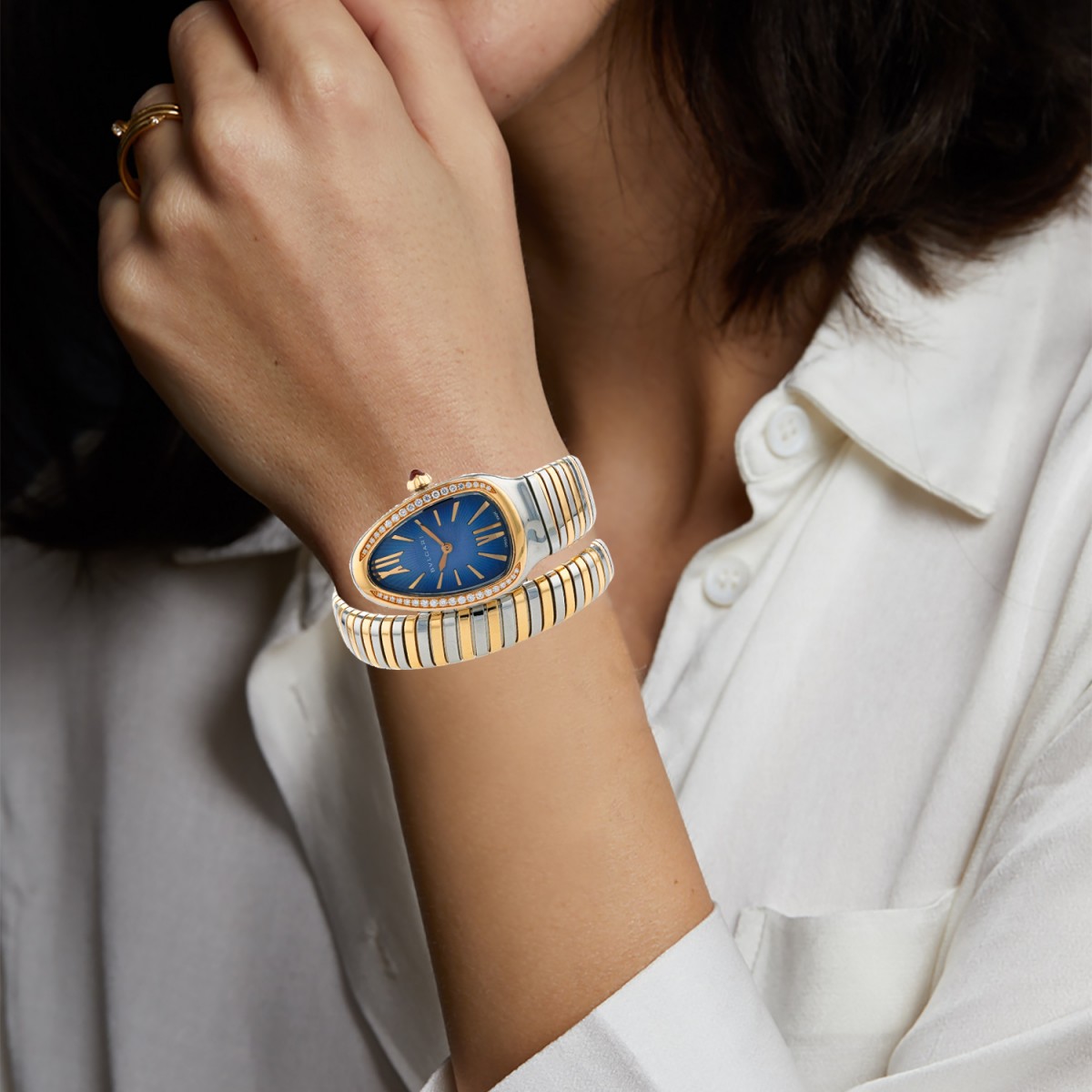 Bulgari Serpenti diamonds and gold watch